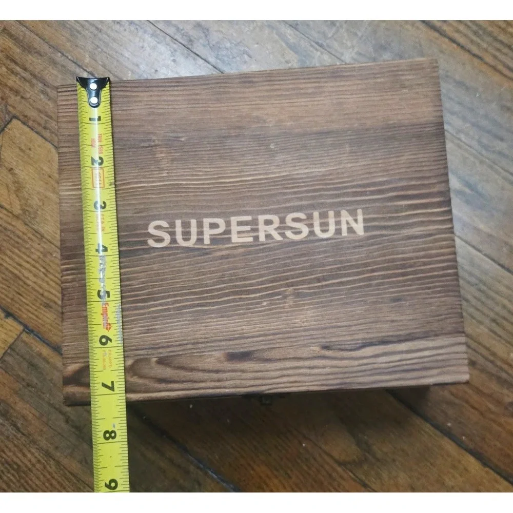 SUPERSUN Whiskey Stone Set 2 Glasses 8 Granite Chilling Rocks Wood Box‎ Gift Set